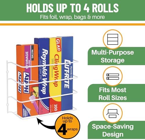 Evelots Kitchen Wrap & Food Bag Organizer Wall/Cabinet Mount - Image 2