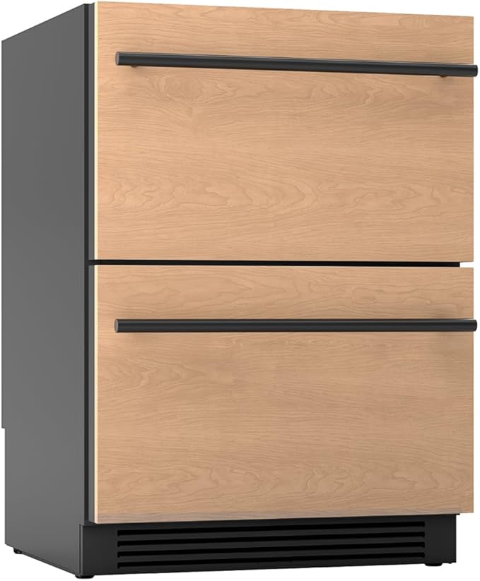 Zephyr 24" Presrv™ Panel Ready Refrigerator Freezer Drawers - Dual Zone Built In Fridge with Modes for Freezer, Fridge and Pantry, LED Lighting, Soft Close (Panels, handles are not included)