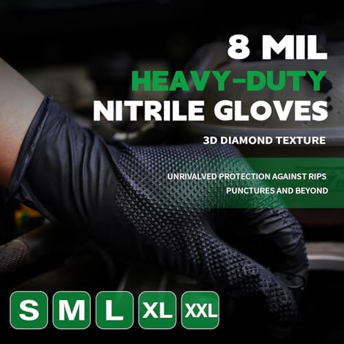 FINITEX Disposable Nitrile Diamond Texture Black 8mil Mechanic Gloves - Image 3