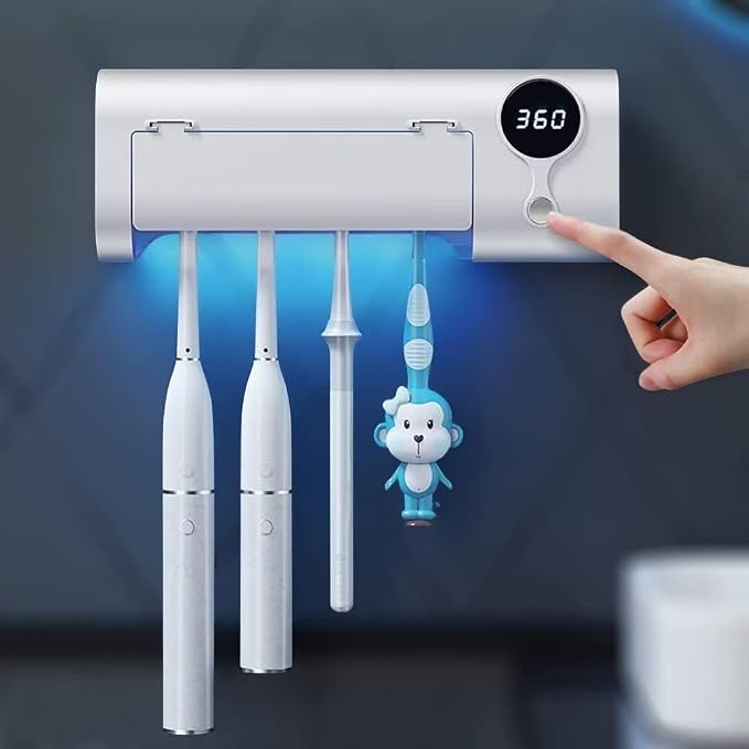 MIMORE Toothbrush Holder Wall Mounted, 4 Slots, 6-Minute Timer | Toothbrush by Mimore