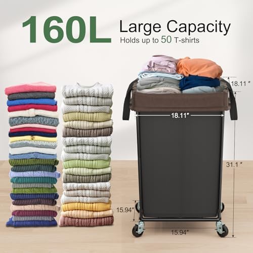 Rolling Laundry Basket with Wheels, Rolling Laundry Hamper with Wheels 2PK - Image 2