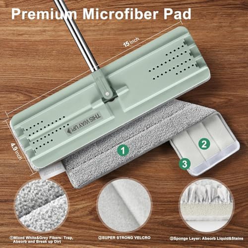 JOYMOOP Flat Mop Replacement Set, Microfiber Cleaning Head - Image 2