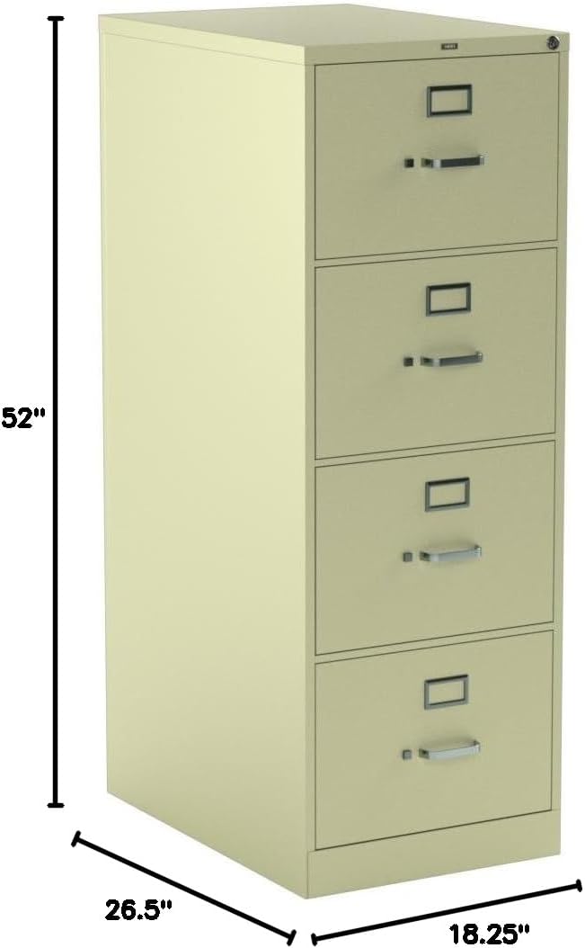 HON 4-Drawer Filing Cabinet - 310 Series Full-Suspension Legal File Cabinet, 26-1/2-Inch, Putty (314CPL)