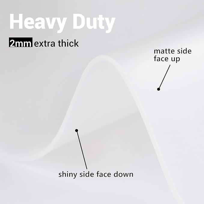 Ewen 35.6x23.5in 2mm Silicone Mats for Kitchen Counter, Thick Heat Resistant Silicone Mat, Extra Large Non-Stick Pastry Mat Glass Top Stove Cover Countertop Protector for Baking Coffee Bar Translucent