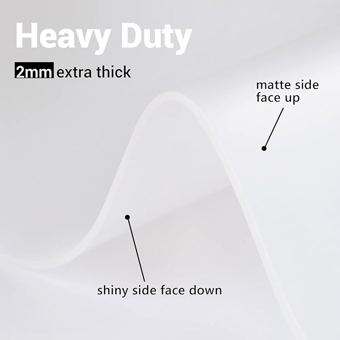 Ewen 25.6x17.7in 2mm Silicone Mats for Kitchen Counter, Extra Large Thick Heat Resistant Baking Mat, Silicone Countertop Protector Mat for Bar Air Fryer Crafts Work Glass Top Stove Cover Translucent
