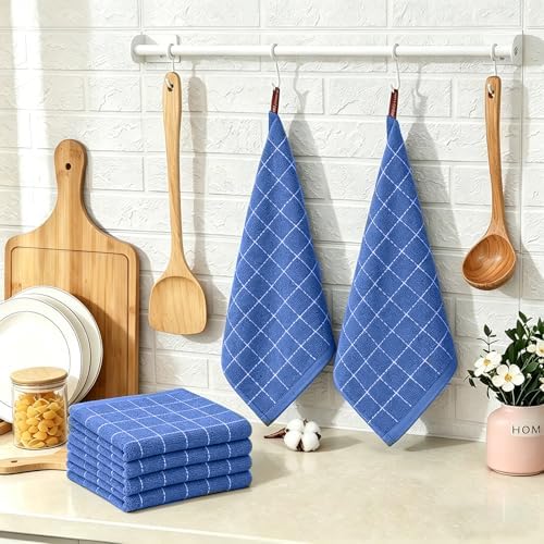 QUILTINA Kitchen Towels 6 Pack, 12 x 12 Inches, 100% Cotton Checkered Designed - Image 2