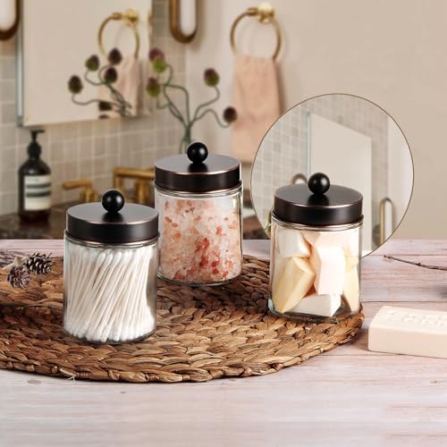 3 PC Apothecary Jar Canisters Bathroom Vanity Organizer - Image 3