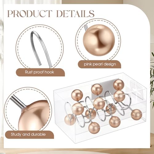 Threehoney 12 Pcs Cute Shower Curtain Hooks Shower Curtain Ring - Image 6