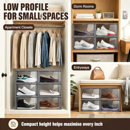 10 Pack Heavy Duty Shoe Sneaker Box, Acrylic Shoe Organizer, Size 12 - Image 6