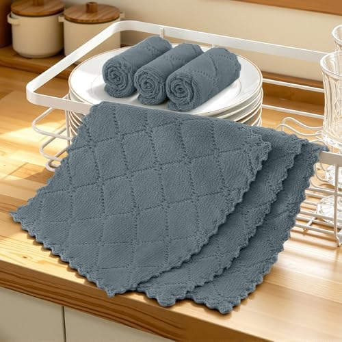 Homaxy Super Soft 12 Pack Coral Velvet Dish Cloths, Dark Grey - Image 6