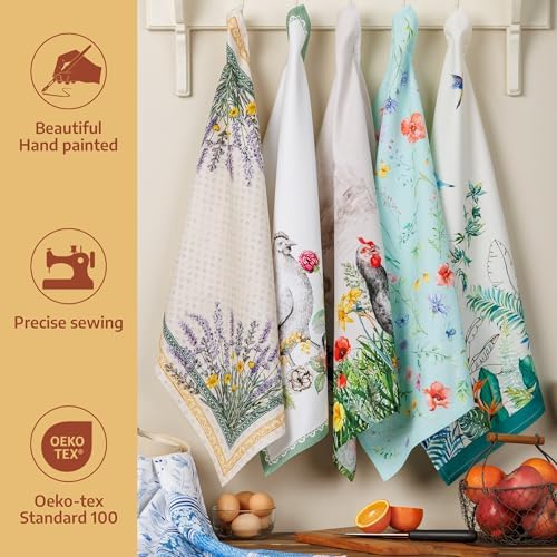 Maison d' Hermine Kitchen Towels Set of 6 Reusable 100% Cotton 27.50" x 20" - Image 2