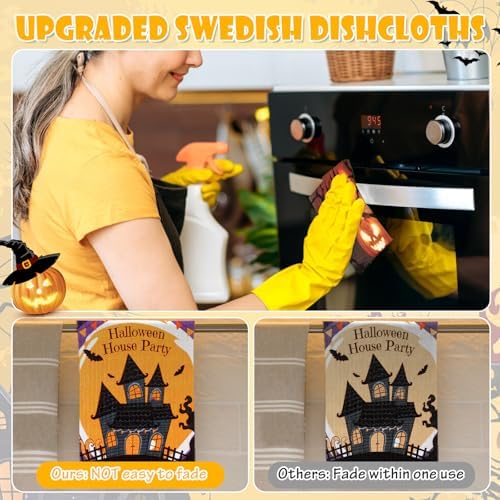 Lucomb 8 Pack Halloween Swedish Dishcloths Reusable, Kitchen Sponges Soft - Image 3