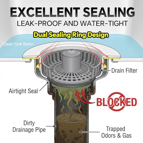 Kitchen Sink Stopper, 3 in 1 Pop Up Kitchen Sink Drain Strainer, - Image 6
