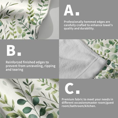 Sage Green Eucalyptus Hand Bath Towel Watercolor Leaves Butterfly Soft - Image 5