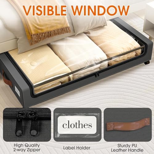 Under Bed Storage with Wheels 2Pack Storage Containers with Clear Window - Image 3