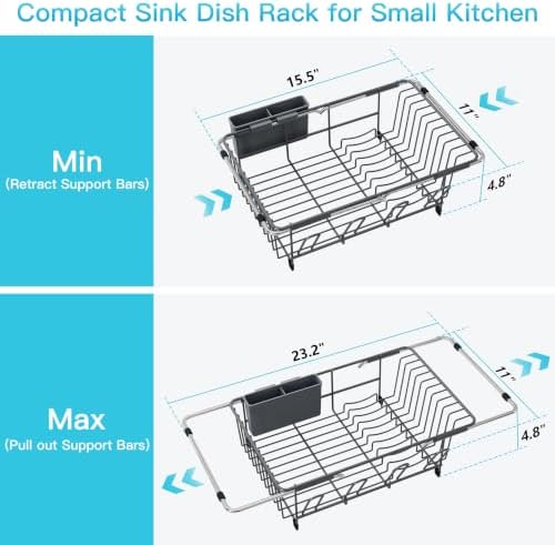 JASIWAY Gray Dish Drying Rack in Sink, Dish Drainer - Image 4