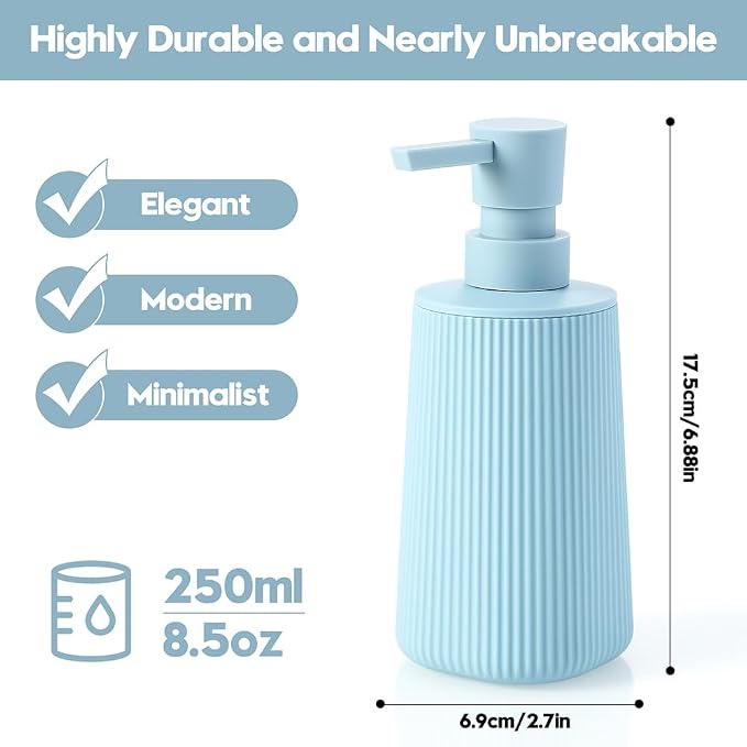 YAUKPH Small Soap Dispenser for Bathroom and Kitchen Light Blue | Modern - Image 3