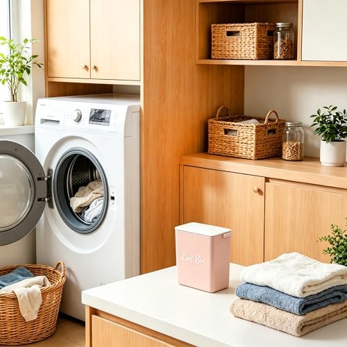 Magnetic Lint Bin with Lid for Laundry Room, Compact Plastic Dryer Lint Holder - Image 6