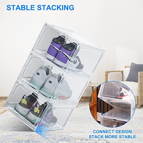 HIYOHIYO 1-Pack Clear Plastic Stackable Shoe Box Organizer, Fit US Size 14 - Image 4