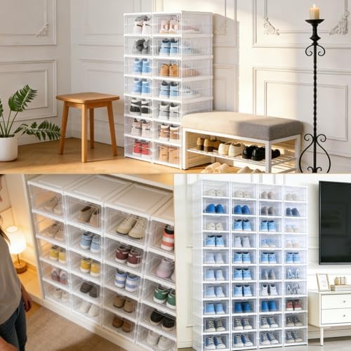 ZLLZUU Upgrade Clear Foldable Shoe Storage Organizer, No Assembly 6 Tiers Shoe - Image 4