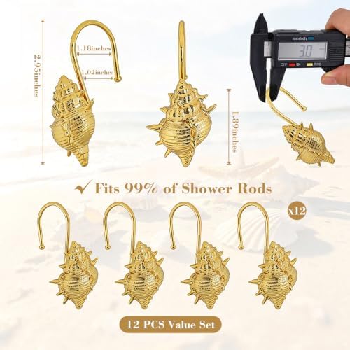 Metal Seashell Shower Curtain Hooks, Rust-Resistant Hooks - Image 3