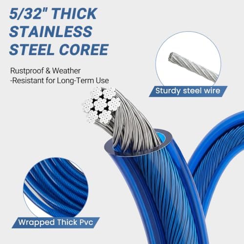 40FT Outdoor Clothesline Wire Rope System, Adjustable Steel Laundry Line - Image 4