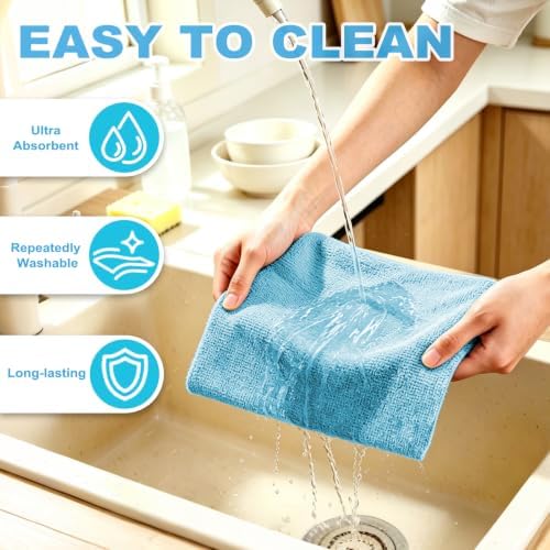Puomue 55 Pack Microfiber Cleaning Cloth Roll, Tear Away Reusable Paper Towels - Image 6