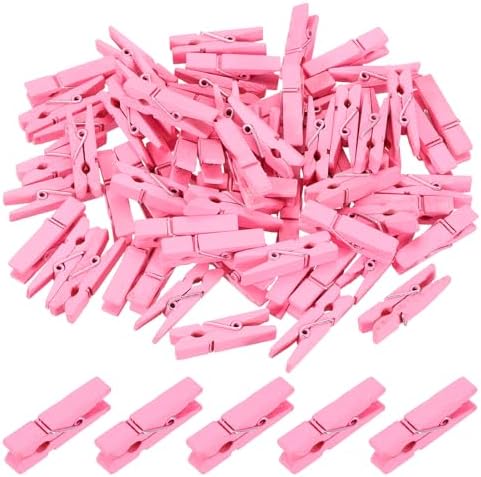 uxcell 100 Pcs Wooden Clothespins, 1.4 Inch Clothes Pins Wooden Colored Small by uxcell