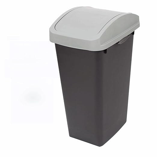 Recycling Bin System, 3-Pack 12 Gallon Containers with Swing Top Lids, Black and White, Odor Protection, Trash Sorting Station with Labels