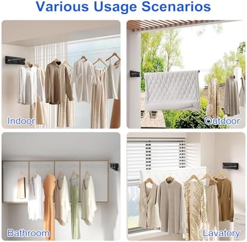 17Ft Retractable Clothesline Indoor/Outdoor, Comes - Image 5