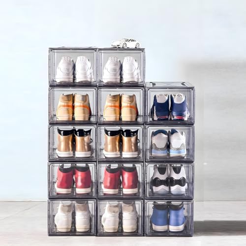 12 Pack Acrylic Clear Shoe Boxes– Ultra Clear Plastic Stackable Sneaker Storage - Image 6