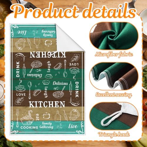 Bencailor 6 Pcs Green Farmhouse Kitchen Towels Decorative Sets Dish Towels - Image 5