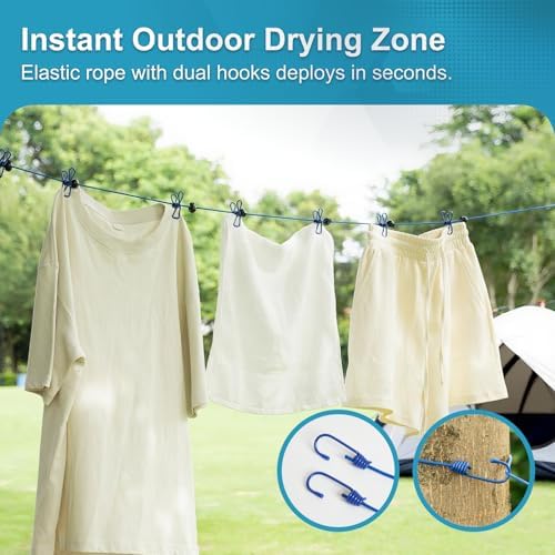 2 Pack Retractable Portable Travel Clothesline, Camping Clothing Line Set - Image 2
