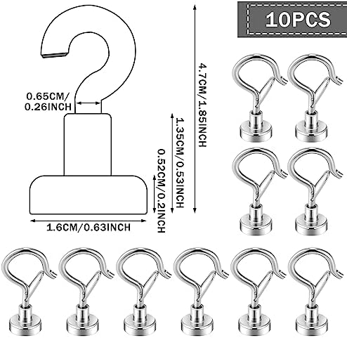 Zonon 10 Pcs Silver Magnetic Hooks 25lbs - Image 2