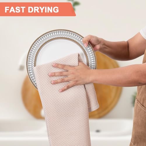 BOOMIBOO 4-Pack Dish Towels, 100% Cotton Waffle Weave, 13x28 in - Image 3