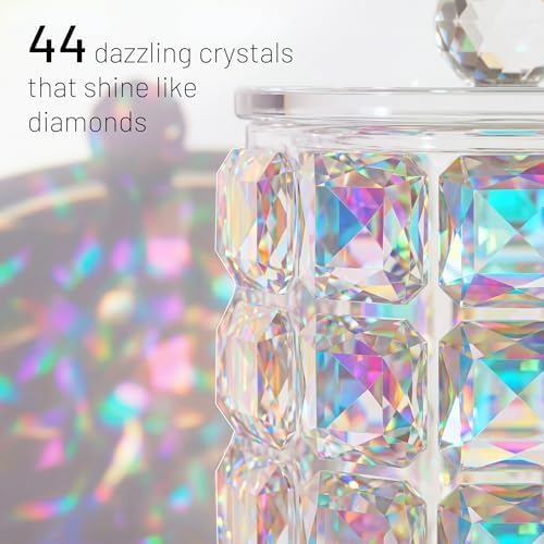 Crystal Qtip Holder Dispenser, 17oz Bathroom Canisters - Image 3