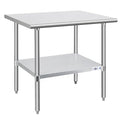 Profeeshaw Stainless Steel Prep Table 36x30 Inch NSF Commercial Work Table with Undershelf Heavy Duty Table for Kitchen Restaurant Home Hotel