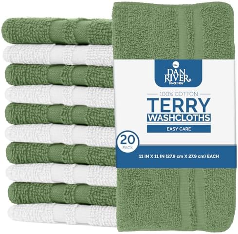 DAN RIVER 100% Cotton Washcloths 20 Pack Premium Quality Face and Body Cloth - Image 2