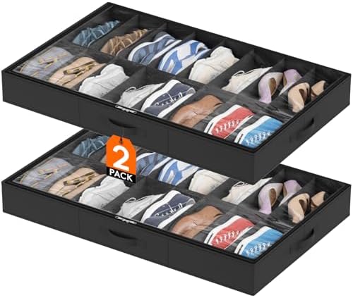 Lifewit Under Bed Shoe Storage Organizer 2 Pack, 4.3 Inches Profile Fabric by Lifewit