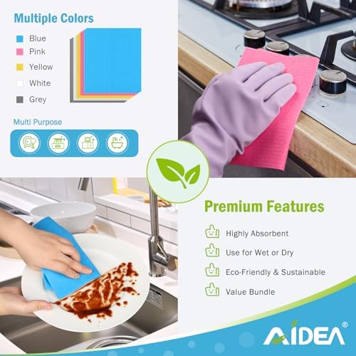 AIDEA Swedish Dishcloths for Kitchen-20PK, Reusable Paper Towels 7" x 6" - Image 6
