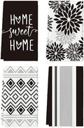 Artoid Mode Black Stripes Home Sweet Home Boho Halloween Kitchen Towels Dish by ArtoidMode