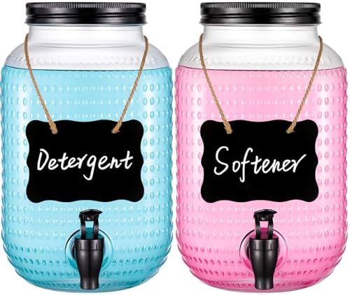 NiHome 2 Pack Glass Laundry Detergent Dispensers, 4L Glass Jars by NiHome
