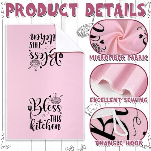 Bencailor 6 Pcs Pink Kitchen Towels Decorative Sets Dish Towels Absorbent Fast - Image 5