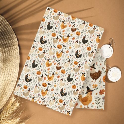 Halloween Farmhouse Chicken Rooster Kitchen Hand Towels 16x24 Inch - Image 2