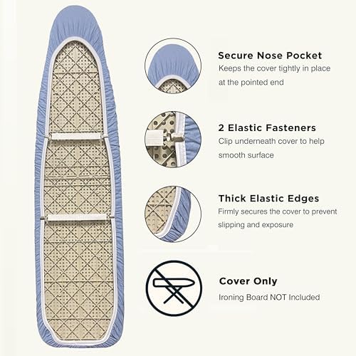 UniSimp Ironing Board Cover and Pad 18"x54" Extra Thick Natural Cotton - Image 4