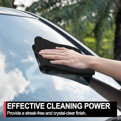Microfiber Cleaning Cloth, 12 Pack Black Cleaning Rags, Reusable Microfiber - Image 6