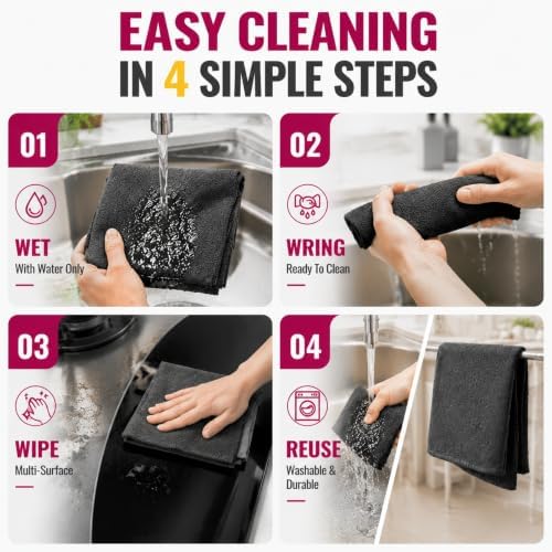 Genie Cloth Magic Cloth, 6 Pack Microfiber Rags, Streak-Free Shine - Image 6