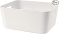 Set Of 2 Plastic Storage Bins,14.5x10.2x6.3 Versatile Kitchen Pantry Organization and Storage,for Plastic Storage Container Under Bed,Under Sink Bathroom Organizer (White, 2 Pack Large)