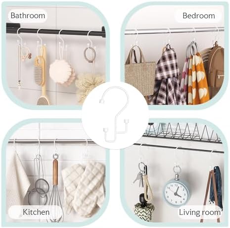 Bathway 12-Pack Double Shower Curtain Hooks, Rust-Resistant Metal Shower - Image 6