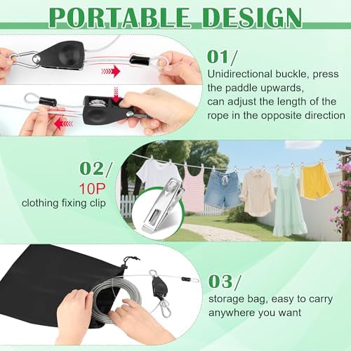 Windspeed Retractable Clothesline Outdoor Heavy Duty Travel Clothesline - Image 5